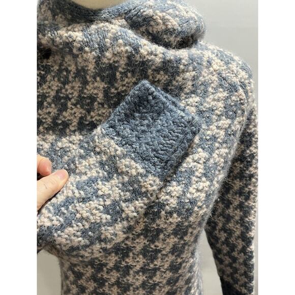 Stella McCartney Womens Crochet Hooded Thick Warm Sweater Blue White Size 38/XS‎ - Picture 3 of 14